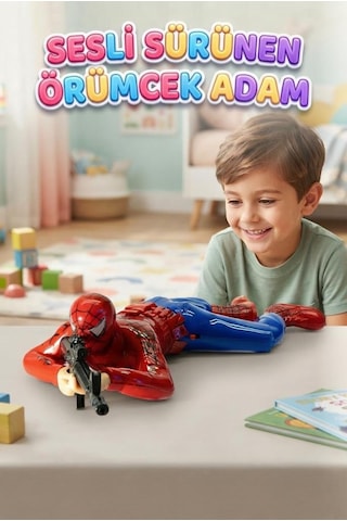 Sesli Ve Hareketli Sürünen Asker Örümcek Adam Macera Dolu Oyun Arkadaşı 34 Cm
