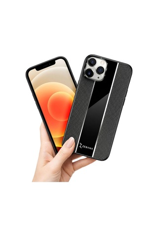 Apple İphone 12 Pro Max Uyumlu Kılıf Premium Deri Kılıf Siyah