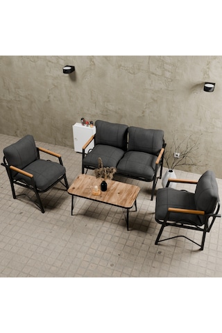 Mb Garden Furnıture Dream Model, Balkon, Bahçe, Cafe, Metal Koltuk Takımı, Bahçe Takımı , Çay Seti, 2 1 1 Sehpa Antrasit