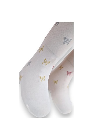 Kelebekli Simli Çocuk Külotlu Çorap - Dore Somon
