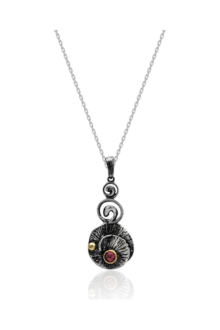 Oksitli Gümüş Set Kök Yakut Taşlı Gümüş Otantik İkili Set 925 Ayar St136 Gümüş