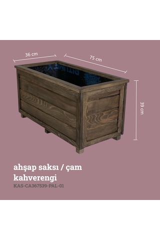 Kaf Ahşap Dekoratif Ahşap Saksı - Uzun / Kahverengi