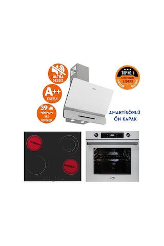 Afm Tech Ve Ferre Best Sessiz Vitro Elektrikli Beyaz D081-SA + MS263 + FM7701 Ankastre Set
