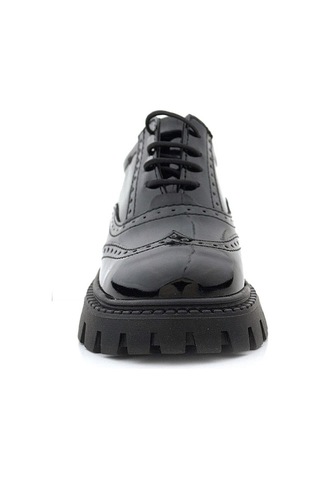 Rakerplus Siyah Rugan Bağcıklı Oxford Kız Çocuk Günlük Ayakkabı Siyah