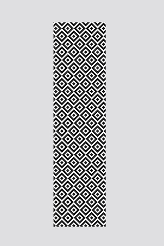 Siyah Beyaz Geometrik Kareler Runner 40x140cm Siyah