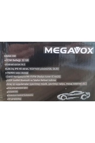 Megavox Mgx 686 6.86" Android Medya Player Teyp