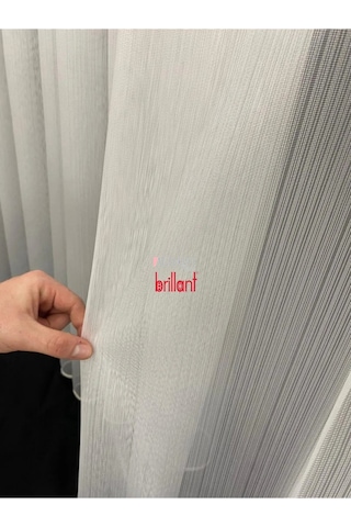 Tül Perde Brillant İnce Çizgili Etek Kurşunlu