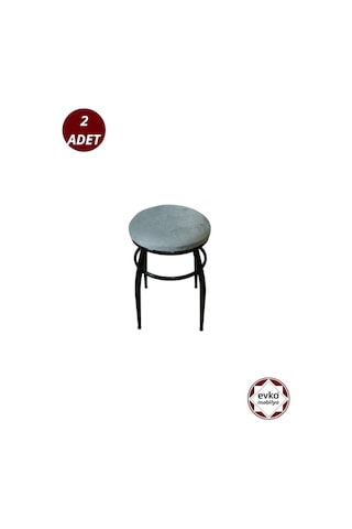 Evko Mobilya Tabure, Bar Taburesi, 2'li Tabure,siyah Ayaklı-gri
