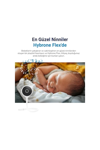 Hybrone Flex Wi-fi Ninni Çalan Akıllı Bebek Kamerası, Ağlama Algılama, Sıcaklık Ve Nem Ölçümü, Bebeğinizle Uzaktan Konuşma