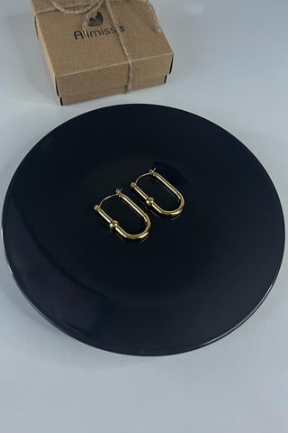 Gold Kaplama Düz Çelik Küpe Gold