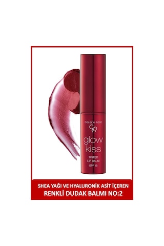 Golden Rose Glow Kiss Tinted Shea Yağı Hyaluronik Asit Ve Vitamin E İçeren Renkli Dudak Balmı 02 Strawberry