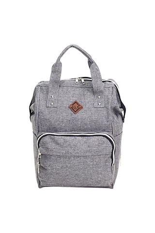 Termal Bölmeli Gri Anne Bebek Sırt Çantası Melanj Kumaş Su Geçirmez Bebek Bakım Çantası Puset Uyumlu Siyah