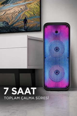 Diğer - Siyah - Blic Bls-49 16w Rgb Bluetooth Mikrofonlu Kumandalı Kareoke Kablosuz Hoparlör