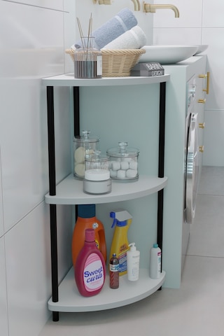 Kompakt 3 Katlı Köşe Raf Modern Çok Amaçlı Raf Banyo, Çamaşır Odası Düzenleyici Şık Köşe Ünitesi Beyaz