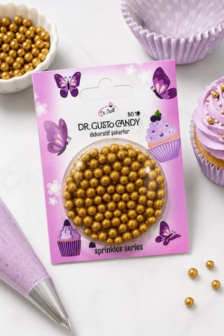 Dr. Gusto 4 Mm Candy Altın Boncuk Pasta Süsleme Şekeri Gold Dekor Şekeri