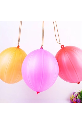 Punch Balon 100 Adet Zıpzıp Lastikli Balon Karışık Renk İpli Balon