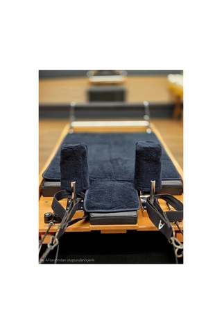 Siyah Omuzluklu Pilates Reformer Havlu Seti Organik' Kaydırmaz