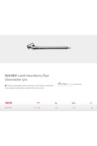 Ceta Form N23-0831 Lastik Hava Basınç Ölçer Otomobiller için 10