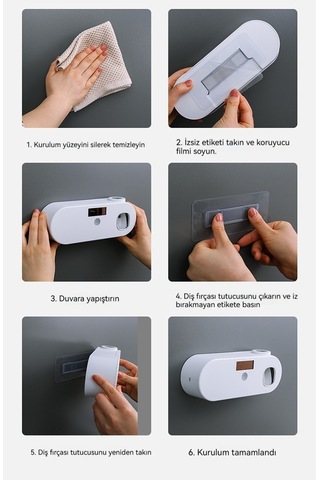 Akıllı Uv Diş Macunu Sıkma Diş Fırçası Tutucu Beyaz