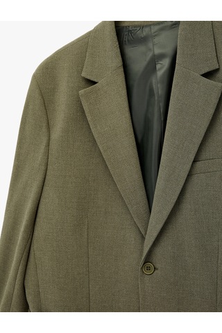 Koton Regular Fit Uzun Kollu Cepli Düğmeli Gömlek Yaka Blazer Ceket Haki 6sam50005nw