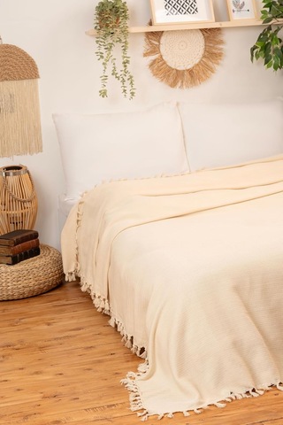 Lexroo %100 Pamuklu Çift Kişilik Pike, Koltuk Örtüsü, Çok Amaçlı Örtü 200x240 Natural Çok Renkli