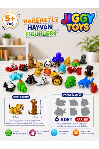 6 Adet Eklemleri Hareketli, Organik, Eğitici Minik Hayvan Figür Sürpriz Figürler