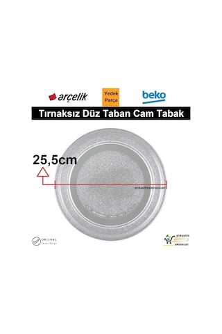 Arçelik Beko Uyumlu Mikrodalga Fırın Cam Tabak Tepsi Tırnaksız 25,5cm