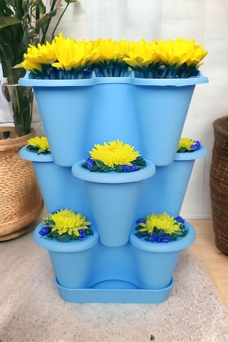 3 Katlı Şanslı Yonca Tasarımlı Dekoratif Saksı Seti, 26.5 X 26.5 Cm, Çiçek Ve Bitki Sebze Yetiştirme Sku: Smg8690010006134