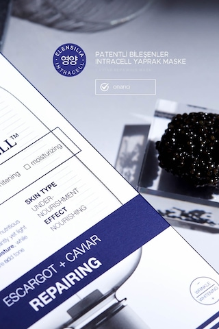 Elensilia Escargot Havyar Onarıcı Nemlendirici Yaprak Maske Intracell Caviar Repairing Mask