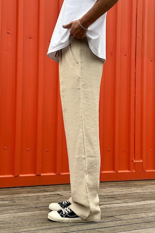 Krem Pile Detaylı Beli Lastikli D2 Go Baggy Pantolon Krem