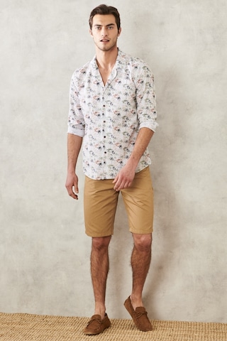 Ac&Co / Altınyıldız Classics Erkek Camel Slim Fit Dar Kesim Armürlü %100 Pamuk Casual Chino Şort 4A0222200007Cml46 Camel