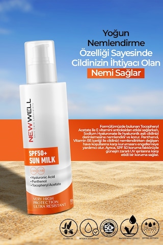 New Well Yüksek Koruyucu Güneş Sütü SPF50+ 150 ML