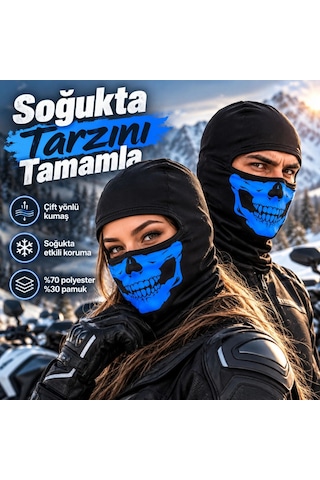Trendexa Unisex Mavi Kurukafa Desenli Balaklava Kar Maskesi Siyah Tam Kafa Motorcu Boyunluk Ve Yüz Maskesi Renk: Siyah Beden: Standart Adet: 1 Mac