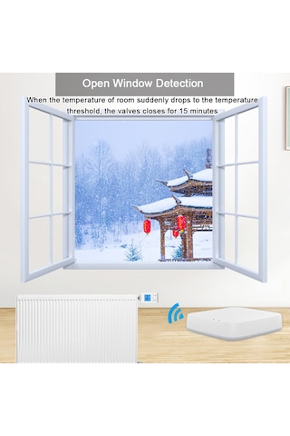 Jeehugo Zigbee 3.0 Akıllı Radyatör Termostati, 6 Çalışma Modu, Lcd Ekran, Uzak Kumanda, Alexa Ve Google Asistan Desteği Hy369-zb-rvt