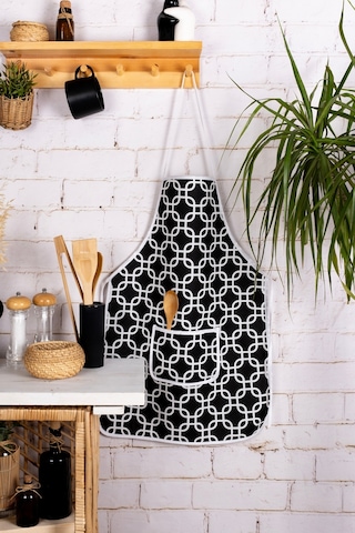 Sıvı Geçirmez Mutfak Önlüğü Sünger Dolgulu Çift Hazneli Cepli Modelsiyah Zincir