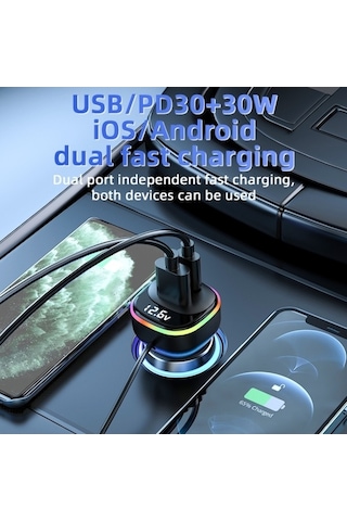 Novahub Yq5 Pd 105w Çakmak Adaptörü 5 Bağlantı Noktası Araç Şarj Cihazı Arka Koltuk İçin