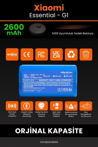Xiaomi Vacuum Mop Essential Batarya 2600mah G1 2in1 Uyumlu