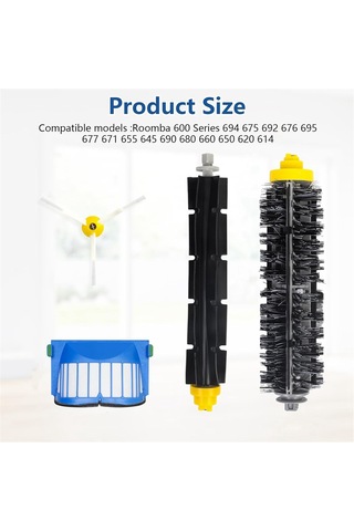 Sointeresting Irobot Roomba 600 Serisi 694 692 675 690 671 677 680 660 665 651 650 Ve 500 Serisi Fırça Filtreleri İçin Yedek Parçalar