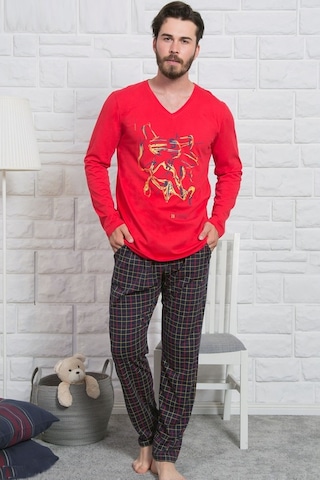 Gazzaz Erkek Uzun Kol Cepli V Yaka Pijama Takım 4772K