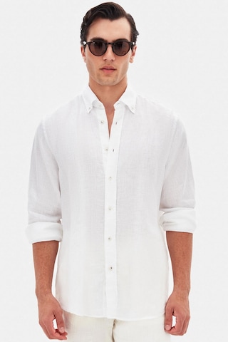 D'S Damat Ds Damat Comfort Beyaz Düz %100 Keten Gömlek 4hc02ap01265m Beyaz