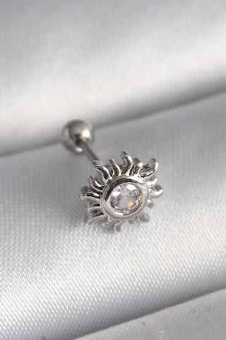 Kaldeon Gümüş Renk Zirkon Taşlı Güneş Tragus Piercing - Ebj241123w29430 Diğer Çok Renkli