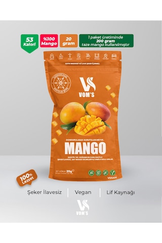 Voms Dondurularak Kurutulmuş Meyve Cipsi - Freeze Dried Mango 20gr 20 G
