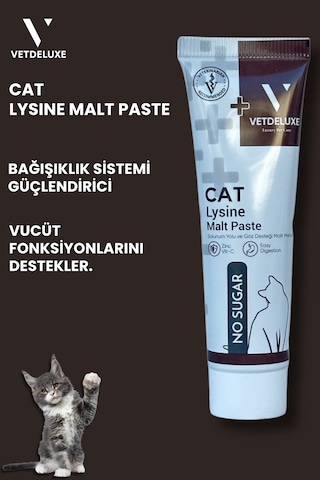 Vetdeluxe Lysine Malt Kedi Köpek Göz Sağlığı ve Solunum Yolu Destekleyici Malt 100 G