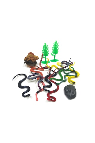 Kertenkele Başlı Silindir Kutuda 15 Parça Sürüngen Hayvanları Fig