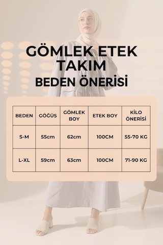 Kadın 100% Pamuk Modal Bordo Gömlek Etek Tesettür Takım Çok Renkli