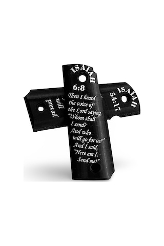 Rigor Universe Colt 1911 Uyumlu Tabanca Kabzası Grip Petg 3d Baskı Ayetli Isaiah 54:17 6:8 Siyah