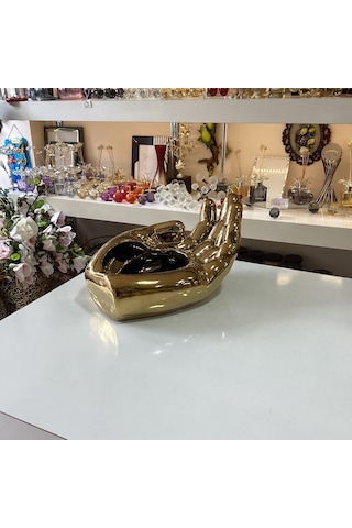 Dekoratif Biblo El Seramik Gold Renk