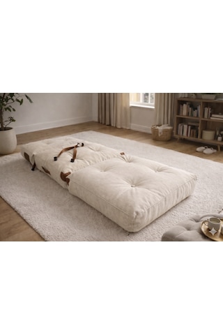 Viscolog Comfy Yeni Nesil Bohem Tekli Koltuk,yataklı Katlanır Berjer,yer Yatağı, Modüler Yapı 75x75cm 85cm Krem
