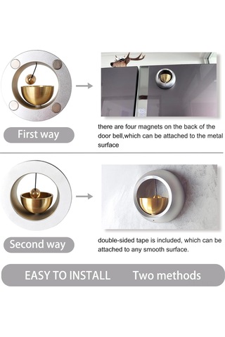 Neevoyu Magnetik Giriş Alarmı Zil - Mağaza/giriş Dekorasyonu - İki Yollu Kurulum Demir/ahşap Kapı - Gümüş Renk