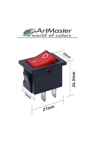 Kırmızı Siyah Elektrik Devresi Anahtarı 10 Adet On Off Açma Kapama Devre Anahtarı Aç Kapa Deney Elektirik Açma Kapama